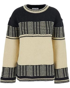 Low Classic Klassischer Intarsien-Pullover - Schwarz