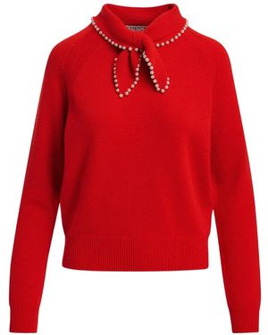 Essentiel Antwerp Pullover Mit Perlenverziertem Schleifenkragen - Rot