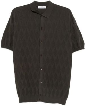Jeordie's Diamond-Patterned Short-Sleeve Shirt - Black