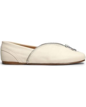 JW Anderson Zip-Detail Leather Ballerina Shoes - Natural