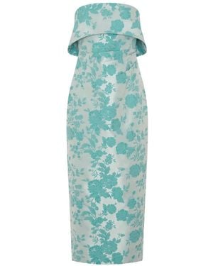 Anna Quan Schulterfreies Gretel Midikleid Aus Blumenjacquard - Blau