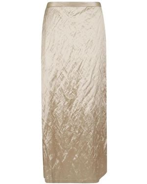 Antonelli Iride Crinkled-Finish Side-Slit Skirt - Natural