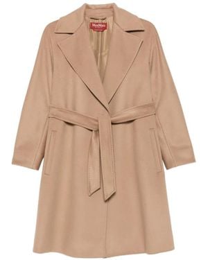 Max Mara Manteau Ceinturé Dravenna À Revers Crantés - Natural
