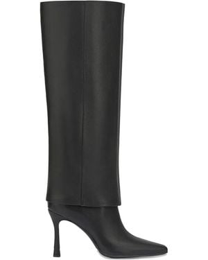 POTAMY Leather Heeled Knee-High Boots - Black