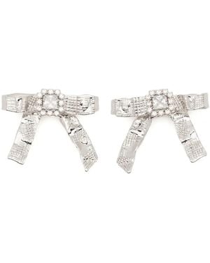 ShuShu/Tong X Yvmin Foil Ribbon Embellished Earrings - White