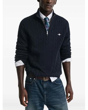 GANT Cable-Knit Half-Zip Jumper - Blue