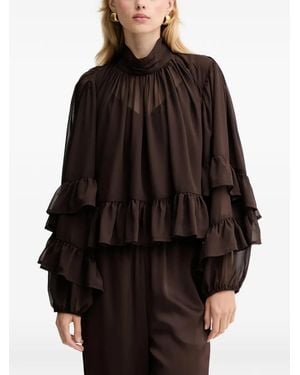 Gestuz Gzmio Ruffled High-Neck Blouse - Black