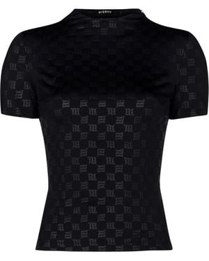 MISBHV Monogram-Print Gathered T-Shirt - Black