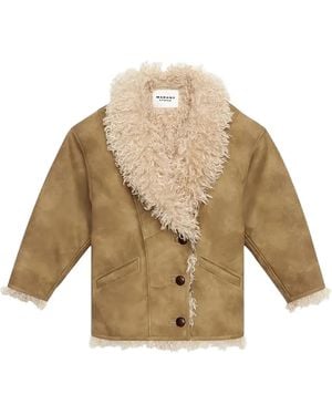Isabel Marant Clea Faux-Shearling Collar Coat - Natural