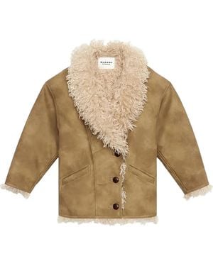 Isabel Marant Clea faux-shearling collar coat - Neutro