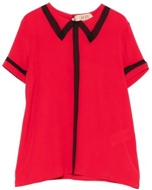 N°21 Striped Collar Shirt - Red