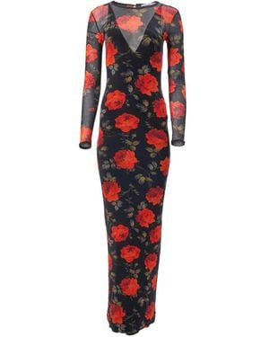 Carolina Herrera ローズプリント ドレス - レッド