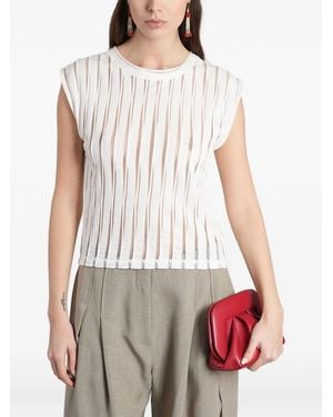 IRO Uzelie Sheer-Panelled Sleeveless Cotton Top - White