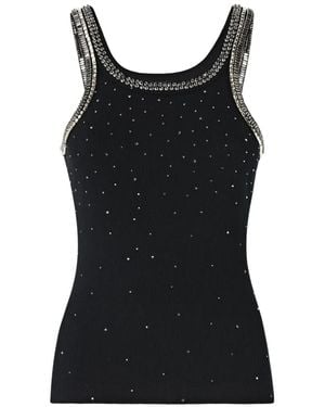 Pinko Ribbed Top With Bejewelled Embellishment - Black