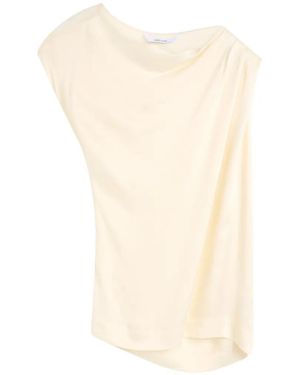 Bondi Born Ardea Hammered-Satin Draped Blouse - White