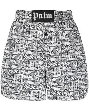 Palm Angels Waves-Print Boxer Shorts - White