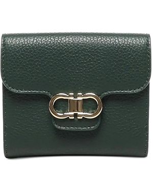 Ferragamo Gancini-Plaque Calfskin Wallet - Green