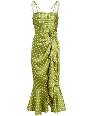 Cinq À Sept Polka Dot Ruffled Dress - Green