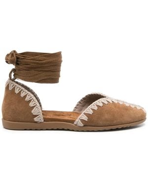 Mou Ballerines À Plaque Logo - Marron