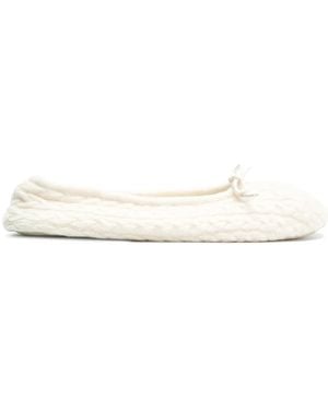 N.Peal Cashmere Cable Knit Slippers - Neutro