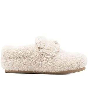 Fabiana Filippi Shearling Button Loafers - White
