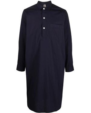 Tekla Button-Up Lounge Shirt - Blue