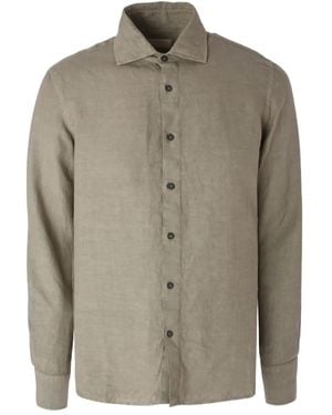 120% Lino Camisa con botones - Gris