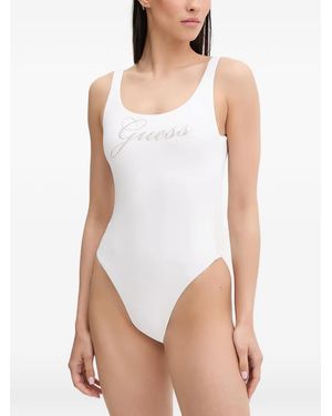 Guess Annalisa Logo-Stud Swimsuit - White