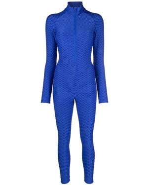 Tessitura Body Couture 3D Move Long-Sleeved Fitted Jumpsuit - Blue