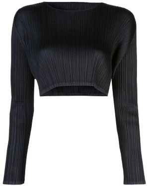 Pleats Please Issey Miyake Pleated Crop Top - Black