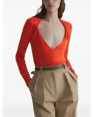 Mugler Kasjmier Top Met V-Hals - Rood