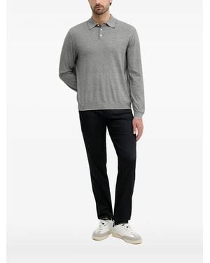 ARMANI EXCHANGE Long-Sleeve Polo Shirt - Grey