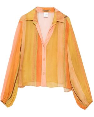 Agua de Coco Gestreiftes Seidenhemd - Orange