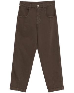Eleventy Split-Cuff Straight-Leg Trousers - Brown