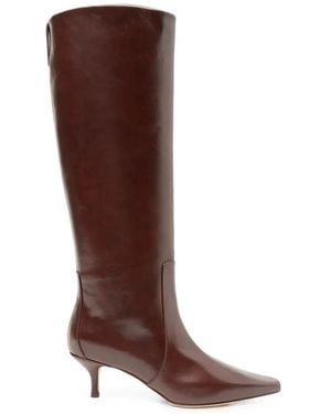 Peserico Embellished Pointed-Toe Knee-High Heeled Boots - Brown