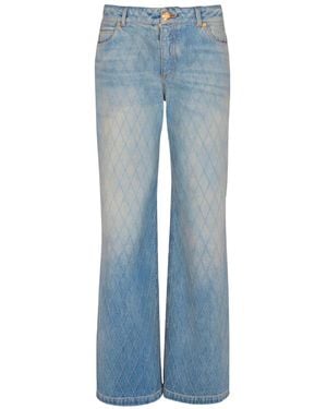 Balmain Vaqueros con costuras a rombos - Azul
