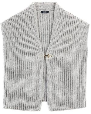 Fay Hook-Fastening Cardigan - Gray