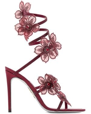Rene Caovilla 105Mm Crystal-Flower Embellished Sandals - Pink