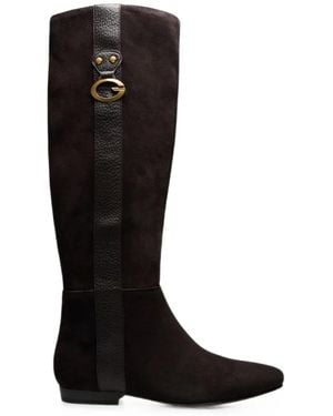 Guess Logo-Plaque Knee-High Boots - Black