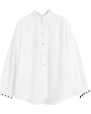 Chinti & Parker Flower-Embroidered Shirt - White