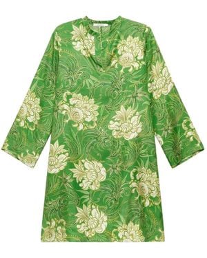 Maliparmi Printed Silk Mini Caftan Dress - Green