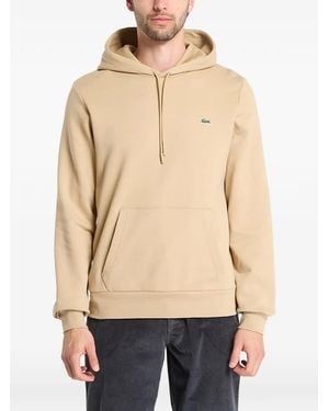 Lacoste Chest Logo Drawstring Hoodie - Natural