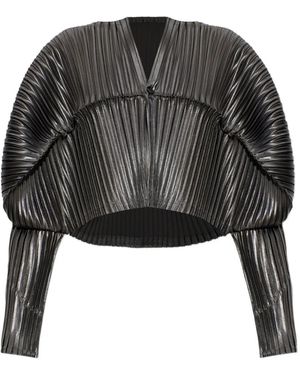 Issey Miyake Buttoned Pleated Top - Black