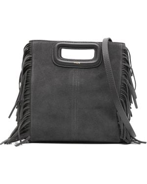 Maje M Fringed Suede Cross Body Bag - Black