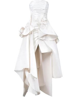 Gaby Charbachy Ruffled Asymmetrical Dress - White