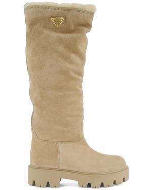 Prada Botas Con Placa Del Logo - Blanco