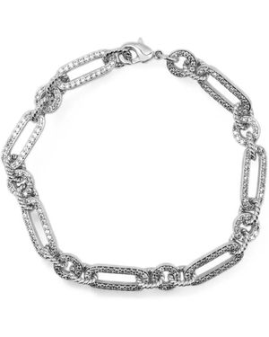 Lady D World Crystal-Embellished Paperclip Chain Bracelet - Metallic