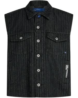KARL LAGERFELD Pinstripe Denim Gilet - Black