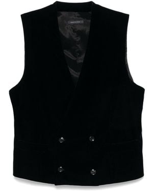 Giorgio Armani Velvet Double-Breasted Waistcoat - Black