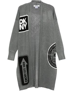 DKNY Logo-Jacquard Cardigan - Grey